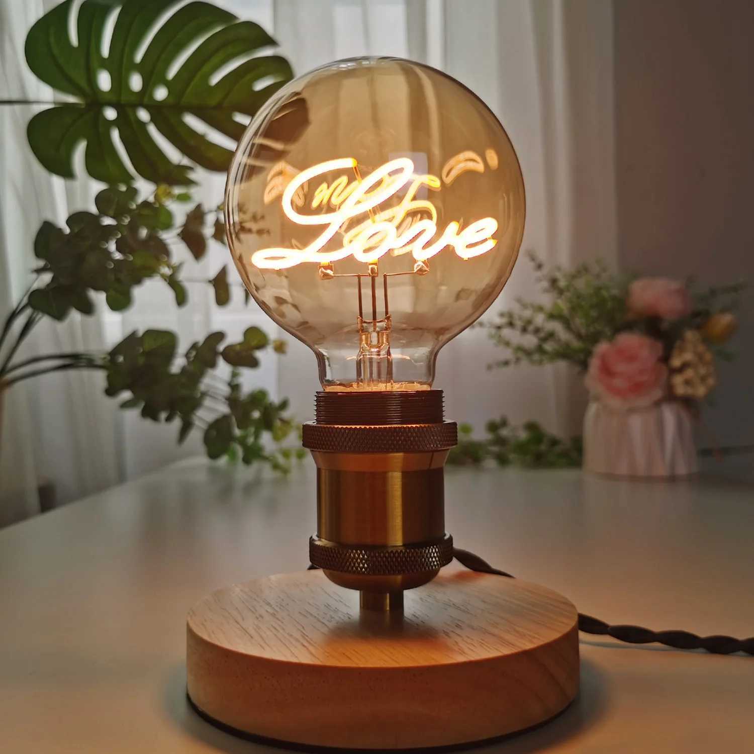 Retro Edison Bulb Dimmable E27 220V 110V 4W G95 Love Letter Light Home Decor LED Filament Bulb C251115