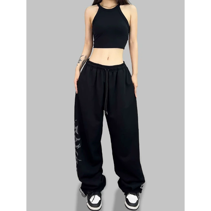 Street Retro Hip-hop Wide-leg Pants Loose Sweatpants Women's Spring Autumn Jazz Hip Hop Mopping Dancing Casual Trousers Fashion Bottoms