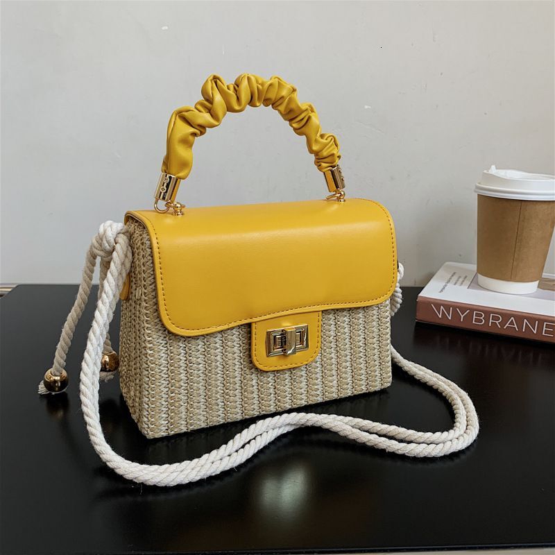 Handbag For Women Straw Women's Simple Woven Crossbody Fashion Color Contrast Hand Box Shoulder Bag