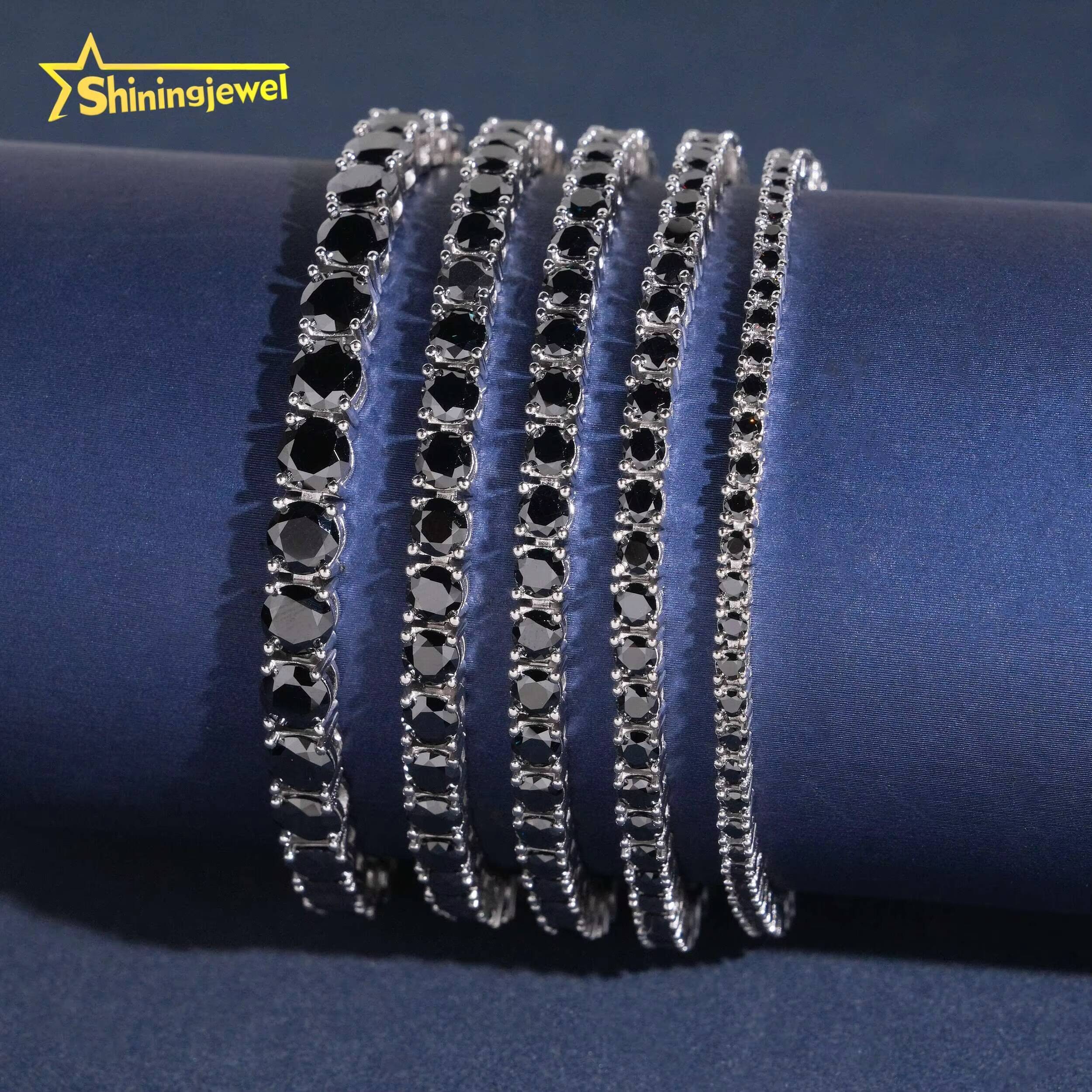 Cheapest Price Hot Sale Black Moissanite Gold Plated Sterling Silver 925 Tennis Bracelet Iced Out Hip Hop Jewelry