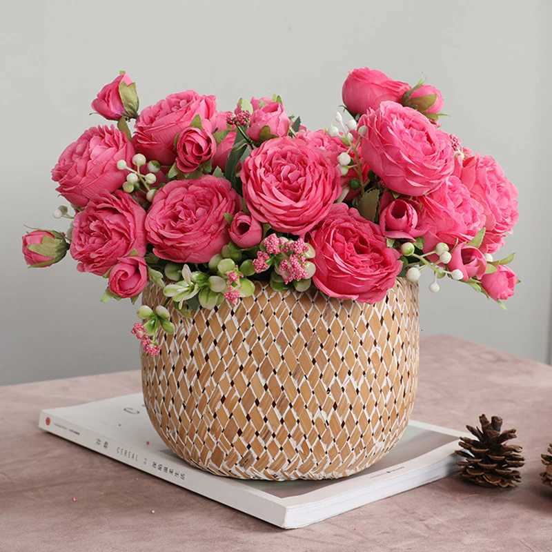Artificial Flowers Fake Silk White Peonies Used for Home Room Vase Decoration Christmas Wreath Wedding Bouquet Party AccessoriesM251115