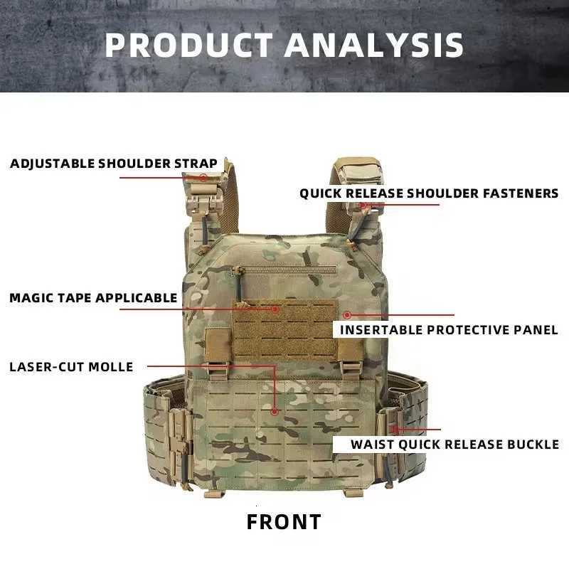 New Combat Vest 6094 Quick Detachable Light Laser Cut Tactical Vest Black Gear To Carry Protective Plate XJ250730XJ251114