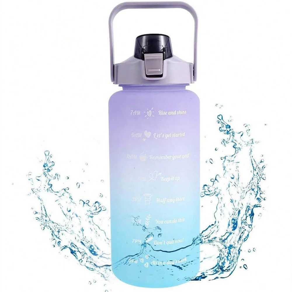 2L BPA-Free Sports Water Bottle Motivational with Time And Capacity Marker Fitness Gym Running Exercise Water CupW251114