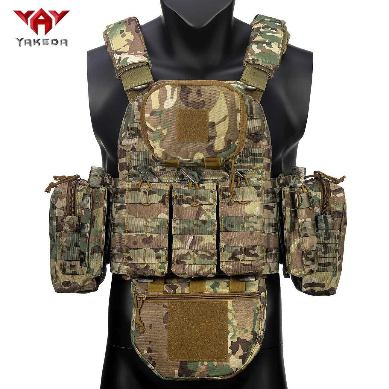 YAKEDA Multiple Equipment Bags Hunting Vest with Front Triple Equipment Bag and Several Accessory Pockets XJ251114