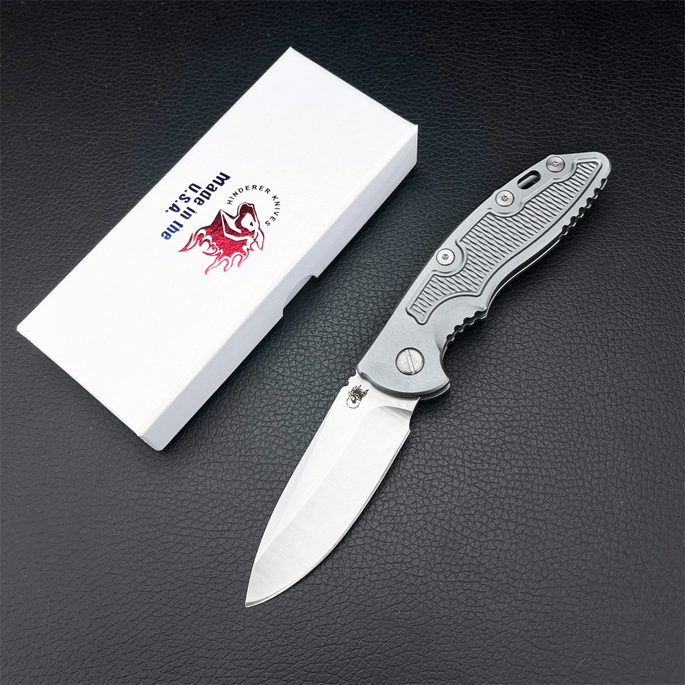Rick Hinderer XM18 Assisted Pocket Folding Knife D2 Steel Blue/silver Aluminum Handle Portable Outdoor EDC Tactical Hunting Rescue Survival Tool 3300 