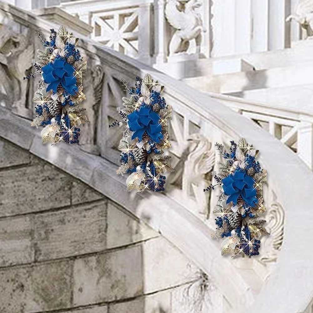 Christmas Swag Wreath Pendants without/with Light Swag Trim Garland Home Door Window Decoration Party SuppliesM251115