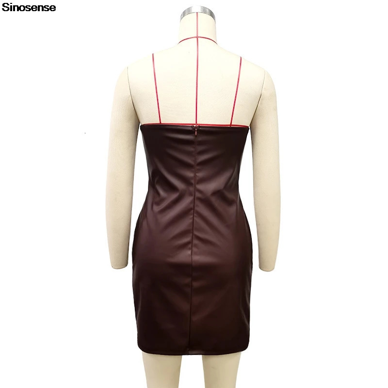 Women Bodycon Pu Leather Black Ruched Latex Dress Sexy Strapless Faux Leather Tube Top Mini Dress Y2K Night Club Party Dress 250415