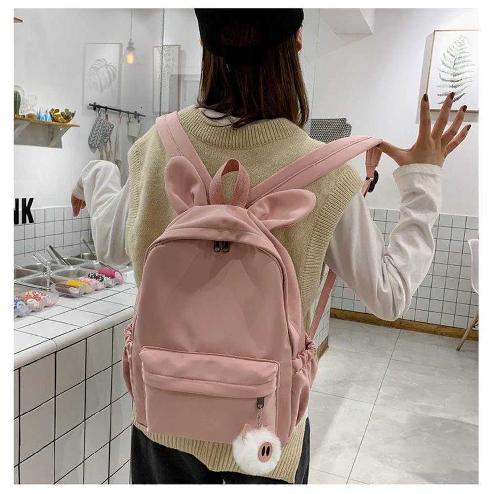 Personalized And Simple Rabbit Ears New Fashion Nylon Fabric Backpack Customized Embroidery Name Mens And Womens Student BagW251114
