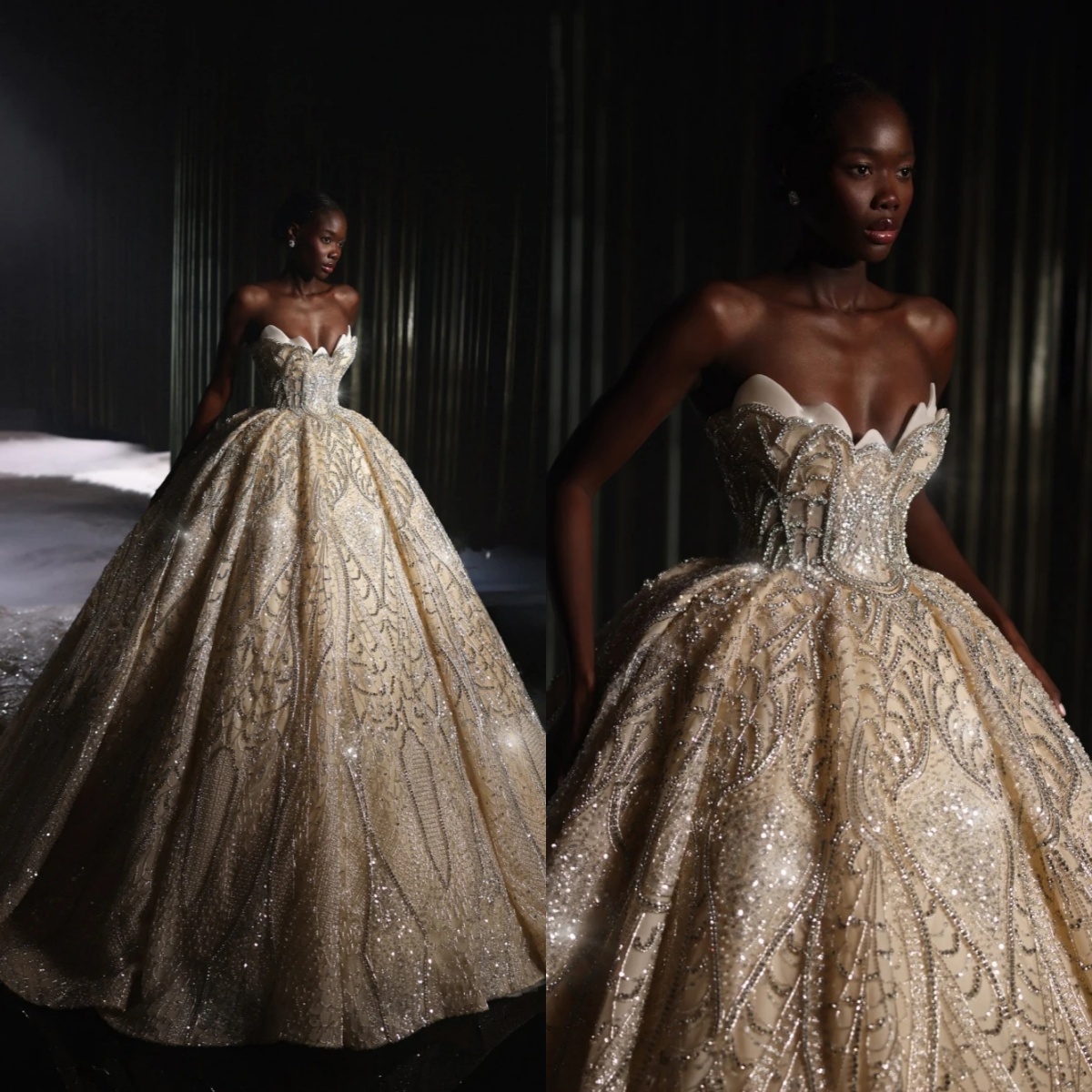 Gorgeous A Line Women Wedding Dress Sweetheart Neck Sleeveless Bridal Gowns Sequins Crystal Sweep Train Dress Custom Made