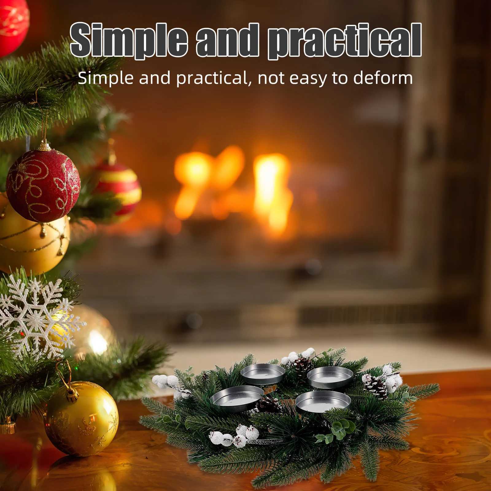 Christmas Advent Wreath Artificial Pine Ring 1572 Inch Berries Cone Decorative Holiday Fireplace CenterpieceM251115