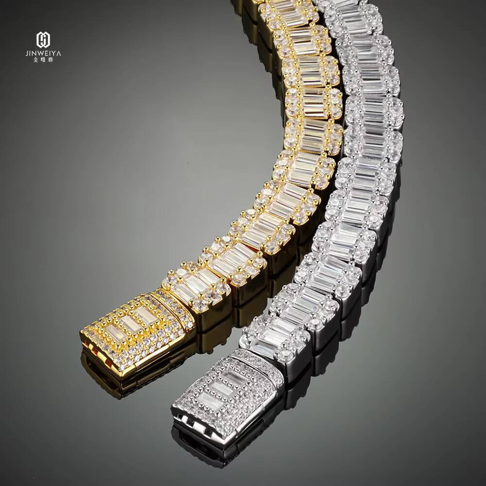 JWY Hip Hop Jewelry Luxury Bracelet14K Gold Plated Moissanite Zircon Tennis Chain Iced Out Men Bracelet