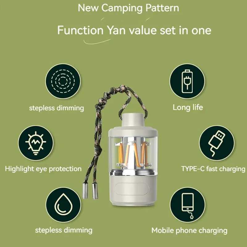 Portable COB Warm Camping Lights Strong LED Lantern Flashlight Rechargeable Outdoor Emergency Fishing Tents Tungsten Lamp M251115