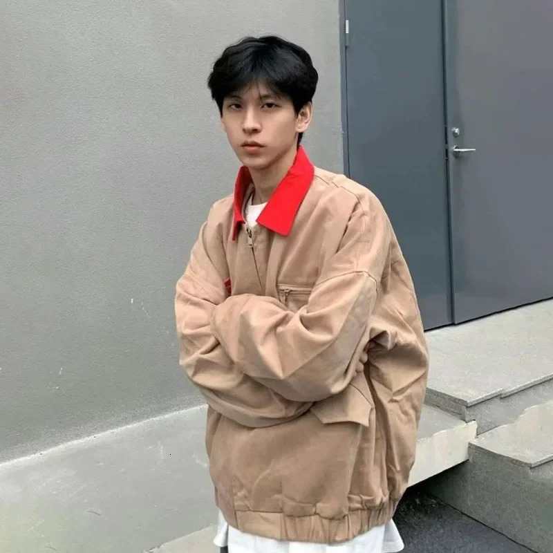 Retro purple spring jacket mens and womens bomber spring autumn loose Harajuku university jacket zipper street unisex hip-hop jacket 250415