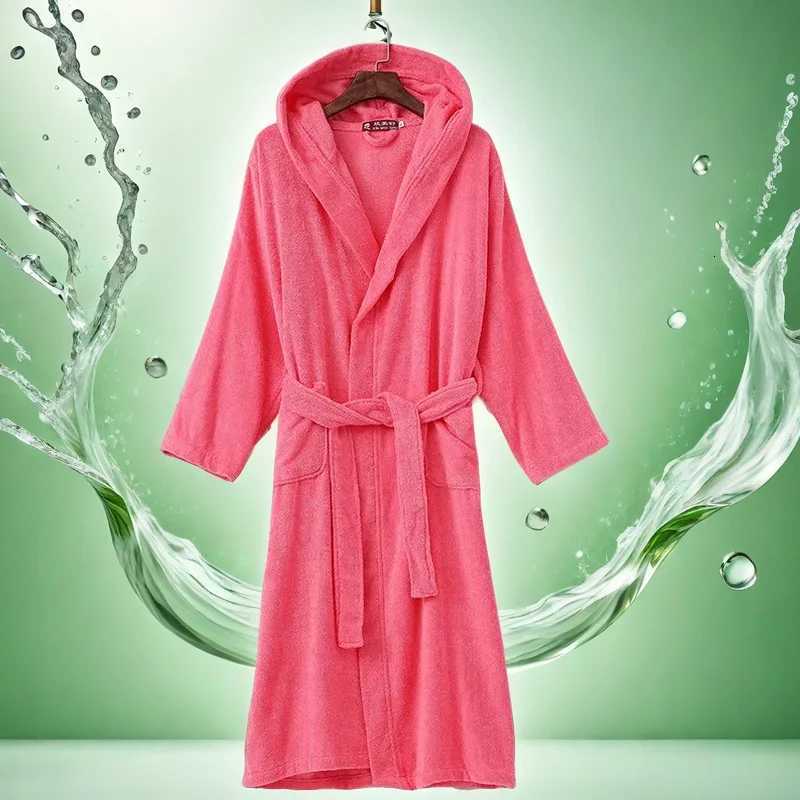 100 Cotton Hooded Bathrobe Men Long Terry Towel Big and Tall Towel Bathrobe Male Terry Cloth Bath Robe Sleeping Dressing Gown C251115