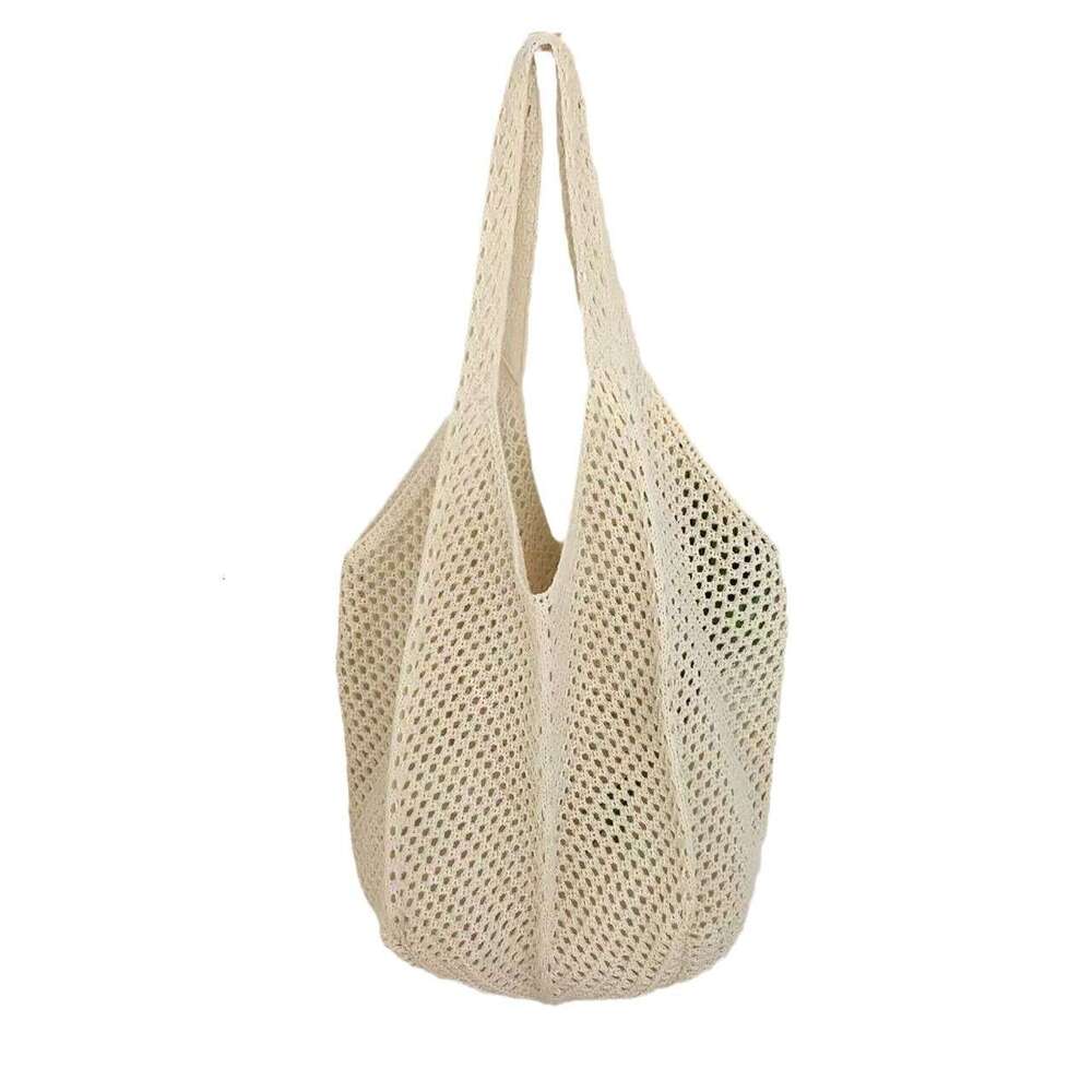 Handmade Beach Bag Leisure High Capacity Cotton New Hollow Grass Woven Lazy Style Shoulder Vacation Beach Bag, Women Bag Kq2