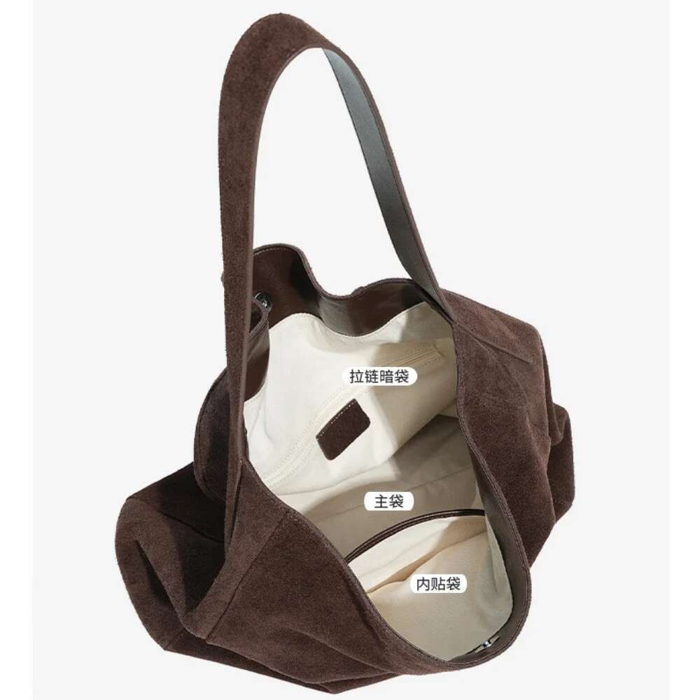 Customized for Individuals Large Capacity Winter Tote High Class Matte Suede Wool Women Handbag Coffee Kakhi Travel Shoulder Bag