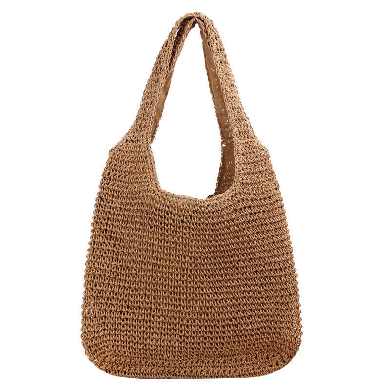 Handmade Beach Bag New Handmade Holiday Vegetable Basket Large Capacity Shoulder Handheld Grass Woven Bag Kq2