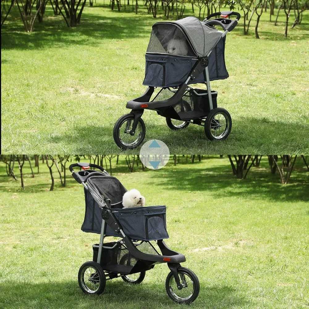High quality heavy-duty pet carts 3-wheeled dog carts and foldable cat carts with suspension systems suitable for small and medium-sized dogs and cats