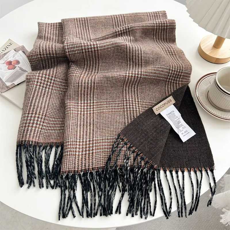 Luxury Luxury Plaid Print Cashmere Scarf for Women Pashmina Shawl Winter Wraps 2024 Warm Blanket Poncho Female Echarpe Bufanda Y251115