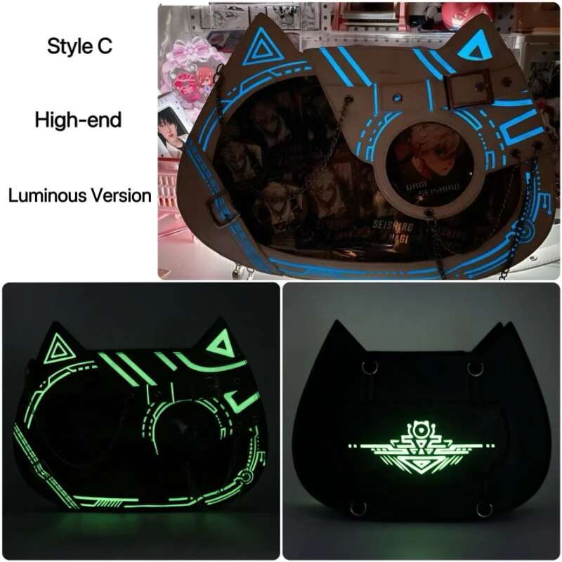 Y2k Kawaii Cat Ita Cute PU Shoulder Girls Transparent Pocket Haruku Crossbody Bag Women's Fashion DIY Display Backpack