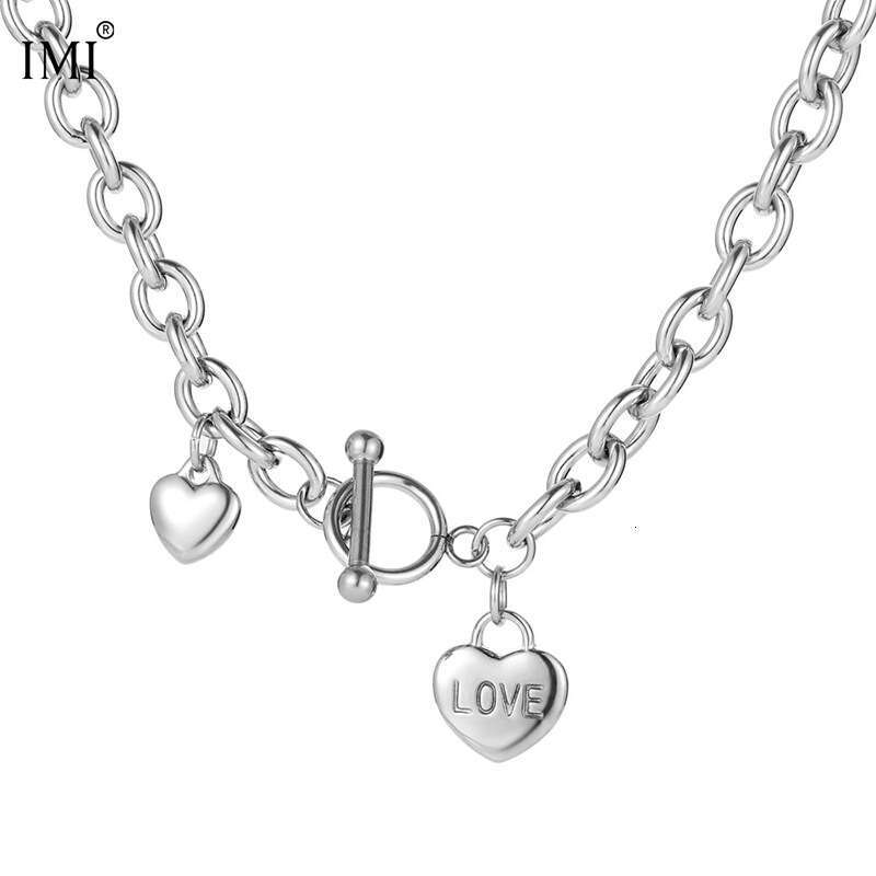 IMI Love OT Buckle Necklace Women Titanium Steel Couple Clavicle Ins Trendy Men Hip Hop Neck Chain Accessories YL244