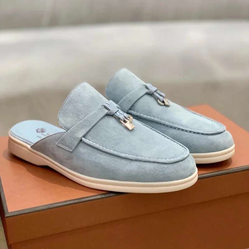 2025 Genuine flat heel slippers: Comfortable, lazy style women; easy to wear, leather - made for men.
