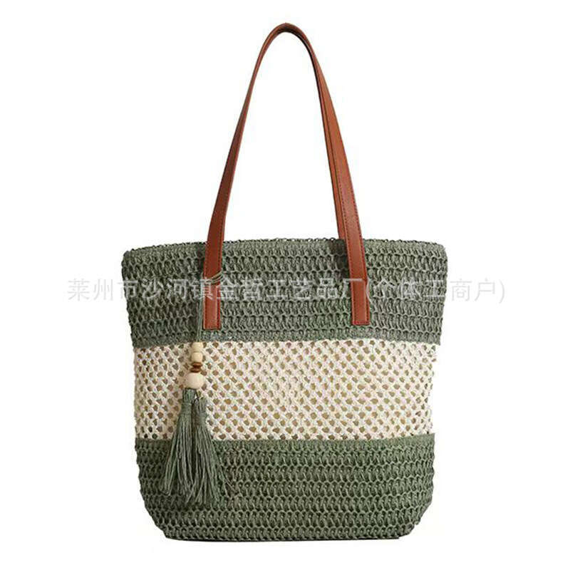 Handmade Beach Bag New Fashion Hollow Shoulder Straw Versatile Handheld Woven Casual Women's Beach Bag Kq2