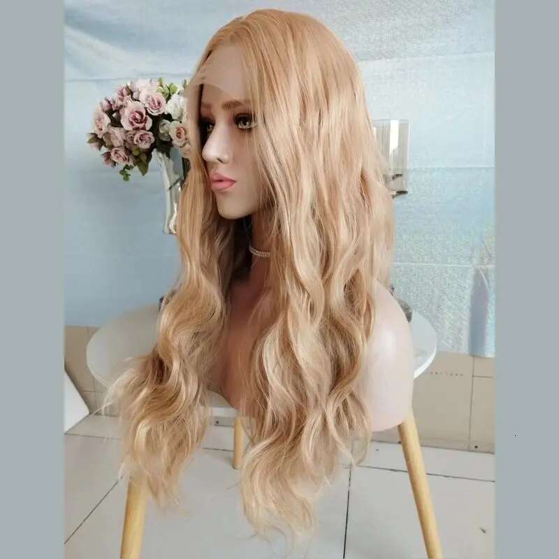 Marquesha 13*4 Curly Synthetic Front For Women Glueless Heat Resistant Fiber Gloden Blonde Lace Wig