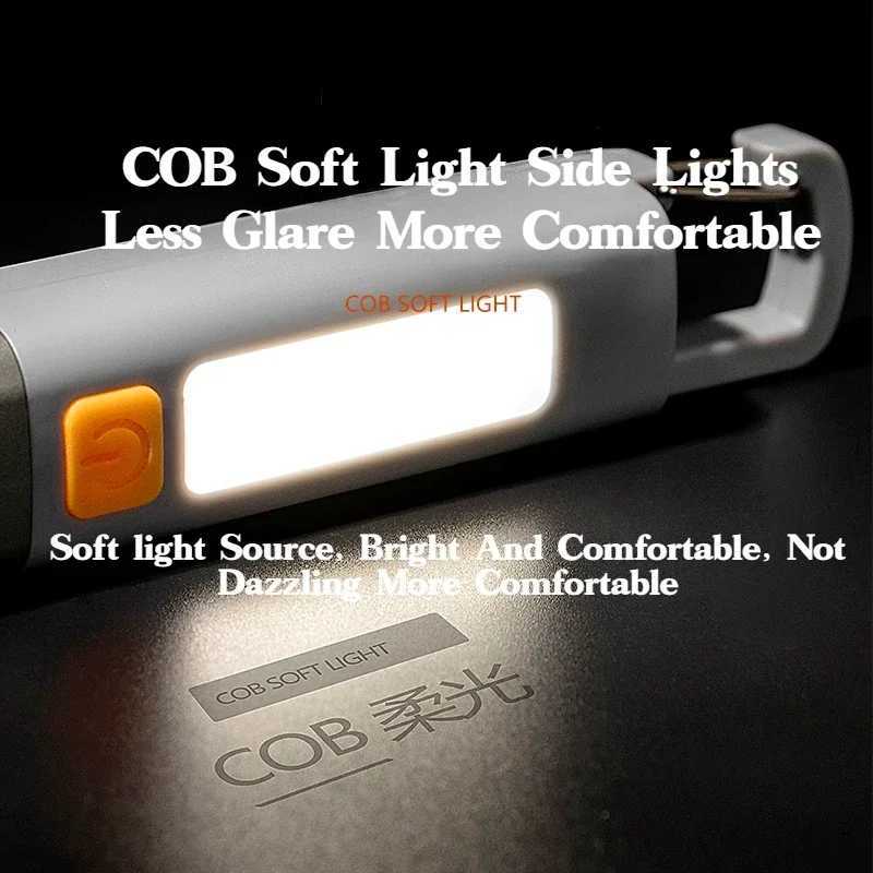 MOUNTAINHIKER Outdoor Small Flashlight Strong Lights ABS Flashlamp USB Charging Camping Hang Lamp Telescopic Focus COB Side Lamp M251115