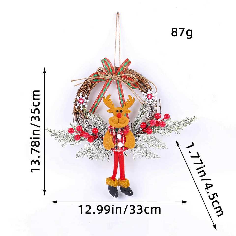 30CM Christmas Decoration Garland Front Door Window Decoration Christmas Wreath Pendant Ornament Navidad New Year Party SuppliesM251115