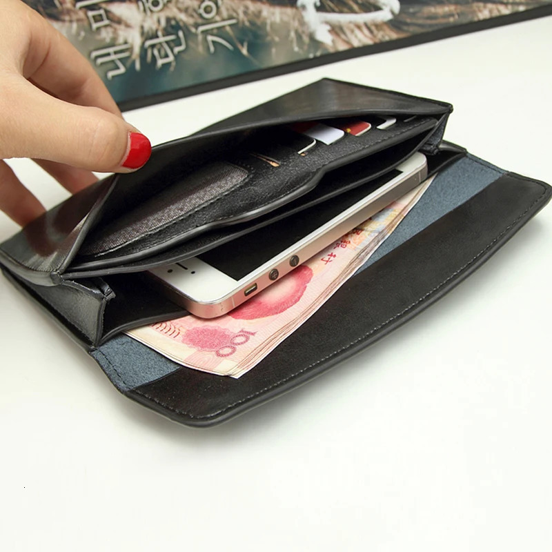 NIGEDU genuine leather womens wallet ultra-thin wallet denim multi card clip clutch bag fashionable standard wallet 250410