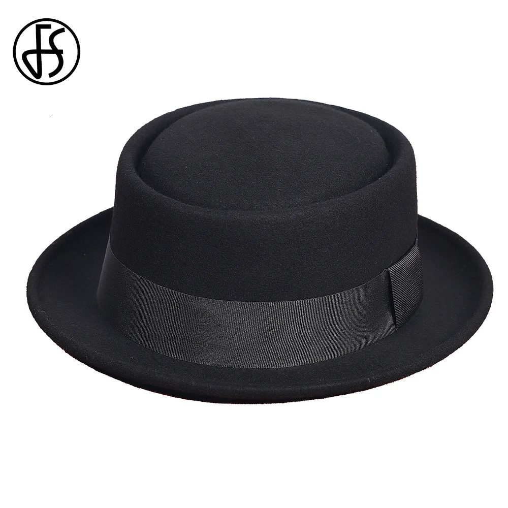 Wool Felt Pork Pie Fedora Hats For Men Women With Ribbon Dome And Flat Brim Fedora Hat Church Jazz Panama Caps Gentlemen Hat 250407