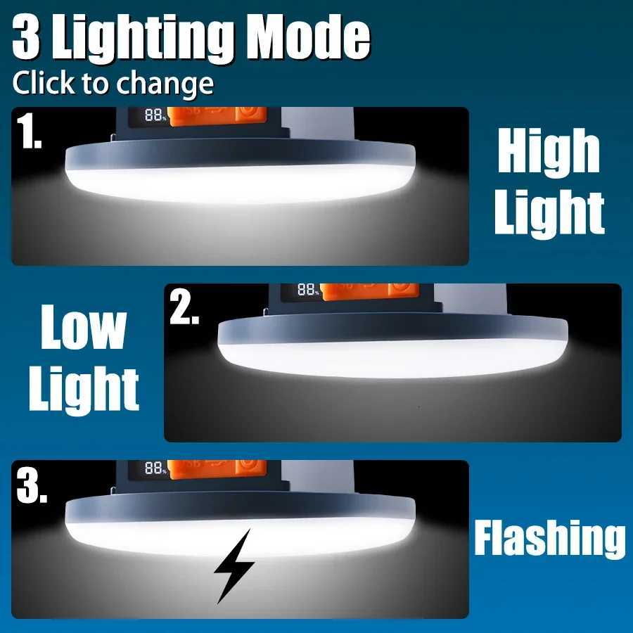 100W Rechargeable Powerful Light Camping Lantern with Magnet4500mah Strong Light Portable Flashlight Tent Lamp LED Work Light M251115