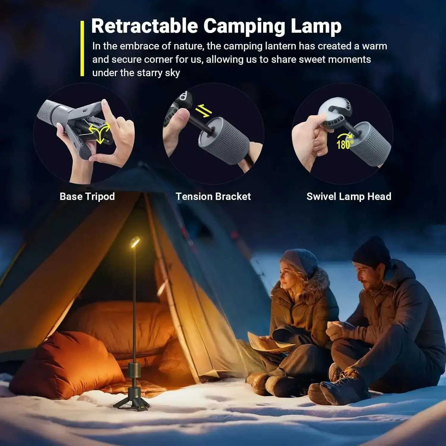 LED camping waterproof vintage light rechargeable lantern tent hanging ambient light IPX4 waterproof portable camping light M251115