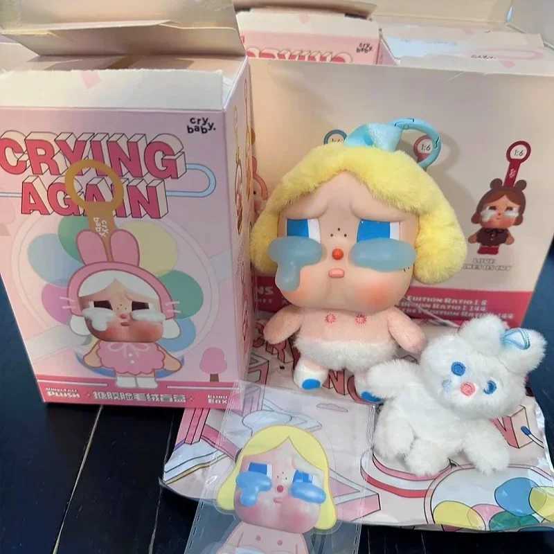 Real 13cm Baby Crying Series Mystery Box Vinyl Base Plush Doll Pendant Decorative Fan Series Childrens Birthday Gift X250415