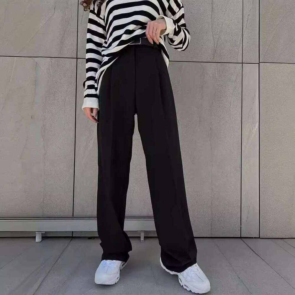 Classic Formal Straight Spring And Summer Women's Versatile Casual Wear Loose Fit Office Tourism Darp Wide Leg Pants