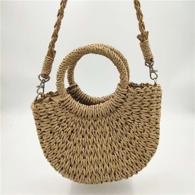 Handmade Beach Bag Straight Small Fresh Handmade Popular New Women's Bag, Hand-Held Crossbody Straw Woven Bag Kq2