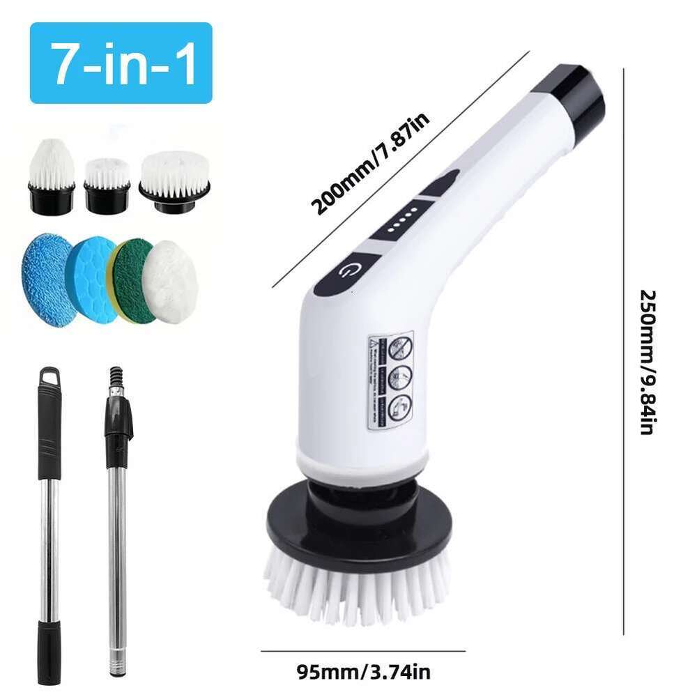 Spin Spinning Detachable Handle Shower Scrubber Electric Washing Up Brush For Tiles Glass Grill