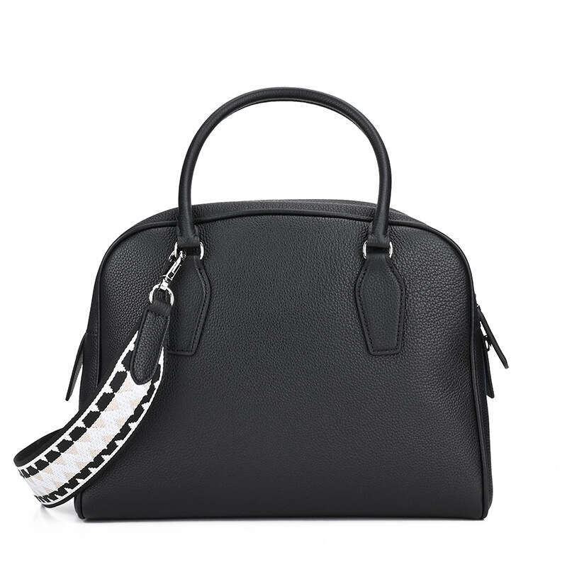 Mm Women's Bags First Layer Cowhide Minimalist Boston Bowling Tote High-End Leather Women's Bag, Large Capacity Pillow Bag