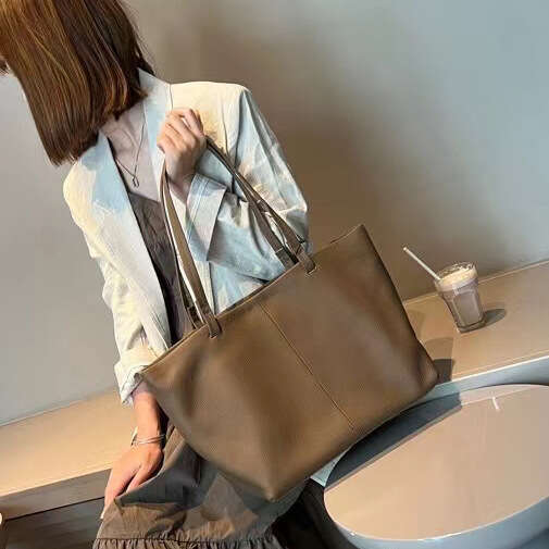 Mm Women's Bags Head Layer Cowhide Tote With Large Capacity For Women's Versatile Commuting Shoulder New Minimalist Shopping Underarm Bag