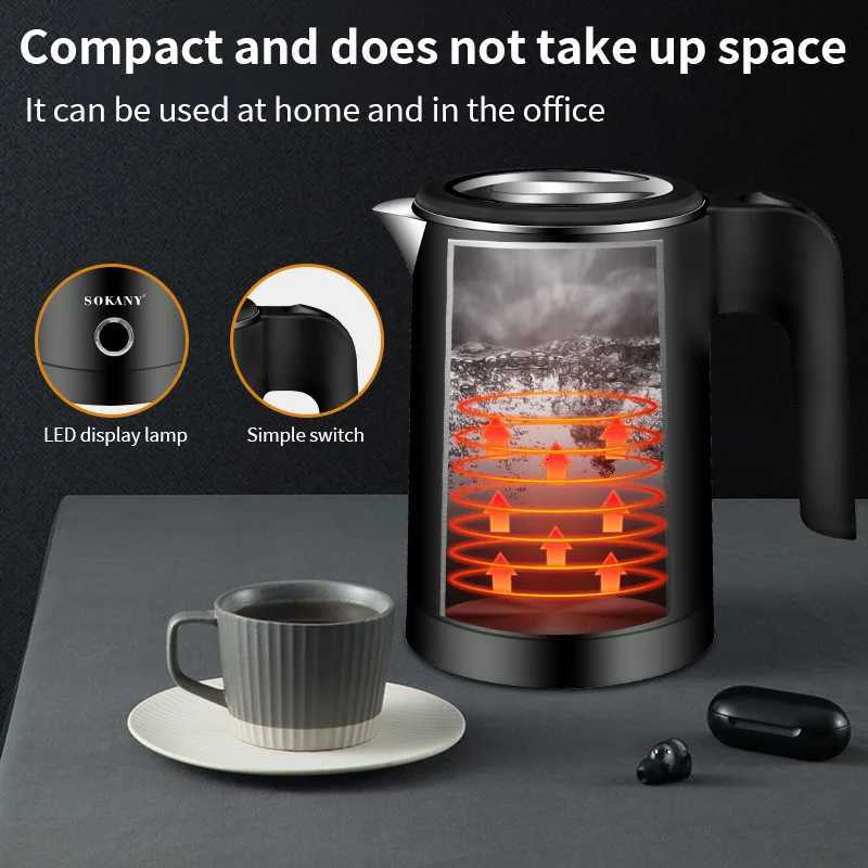 Small Electric Kettles Stainless Steel for Boiling Water 05L Travel Mini Hot Water Boiler Heater Double Wall Portable Teapot Y251114