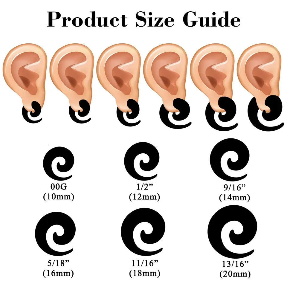 12Pcs Big Large Acrylic Spirals Ear Plug Stretching Tapers Expander Tunnel Set Kit Body Piercing Jewelry 10/12/14/16/18/20mm 250408