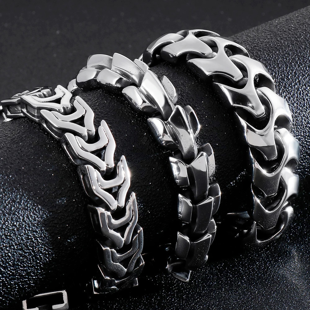 Big Size 20/22/24CM Long Heavy Stainless Steel Bracelet Men Link Chain Mens Bracelets Metal Bangles Massive On Hand Jewelry 250414