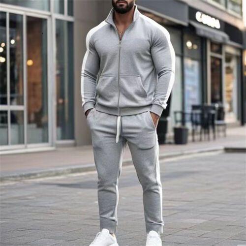 Piece Mens 2 Sweatsuits Sport Set Tracksuit Jogger Sweatshirt Pants Suits Outfit