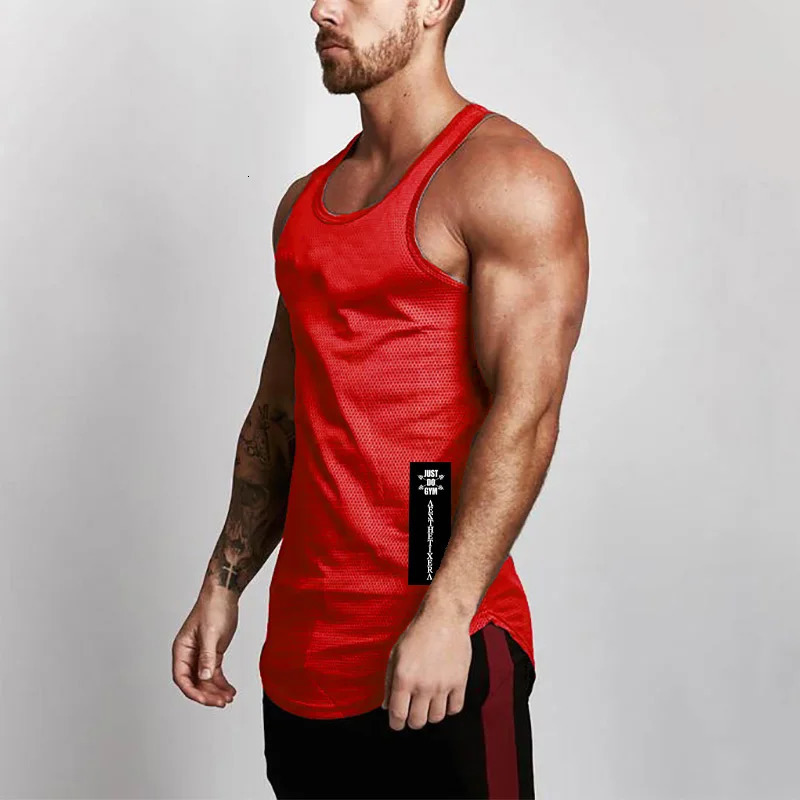 Mesh casual bodybuilding vest fitness fashion sports mens toplevel single sleeve strapless underwear 250407