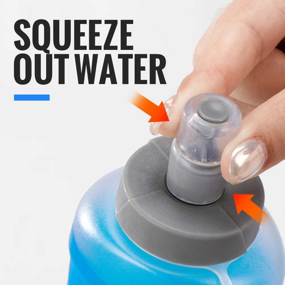 WRELS Water Bottle TPU Folding Soft Flask BPA-Free Collapsible Water Bottle for Hydration Vest Pack Running Hiking Water BottleW251114