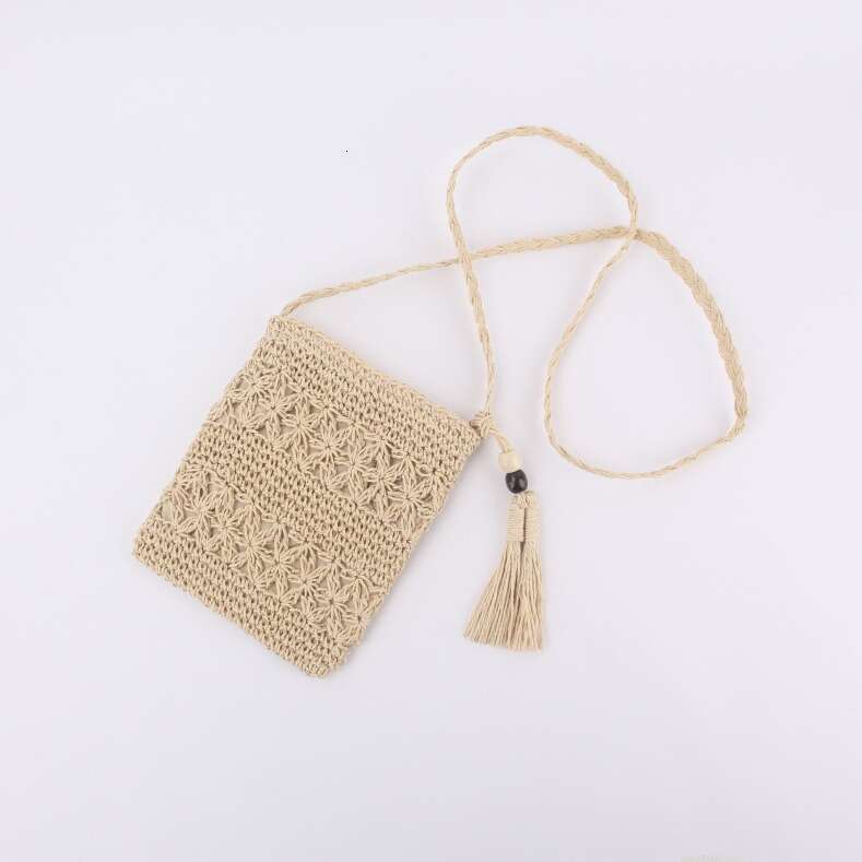 Handmade Beach Bag New Minimalist Hollow Tassel Crossbody Grass Handmade Woven Bag, Summer Vacation Beach Bag Kq2