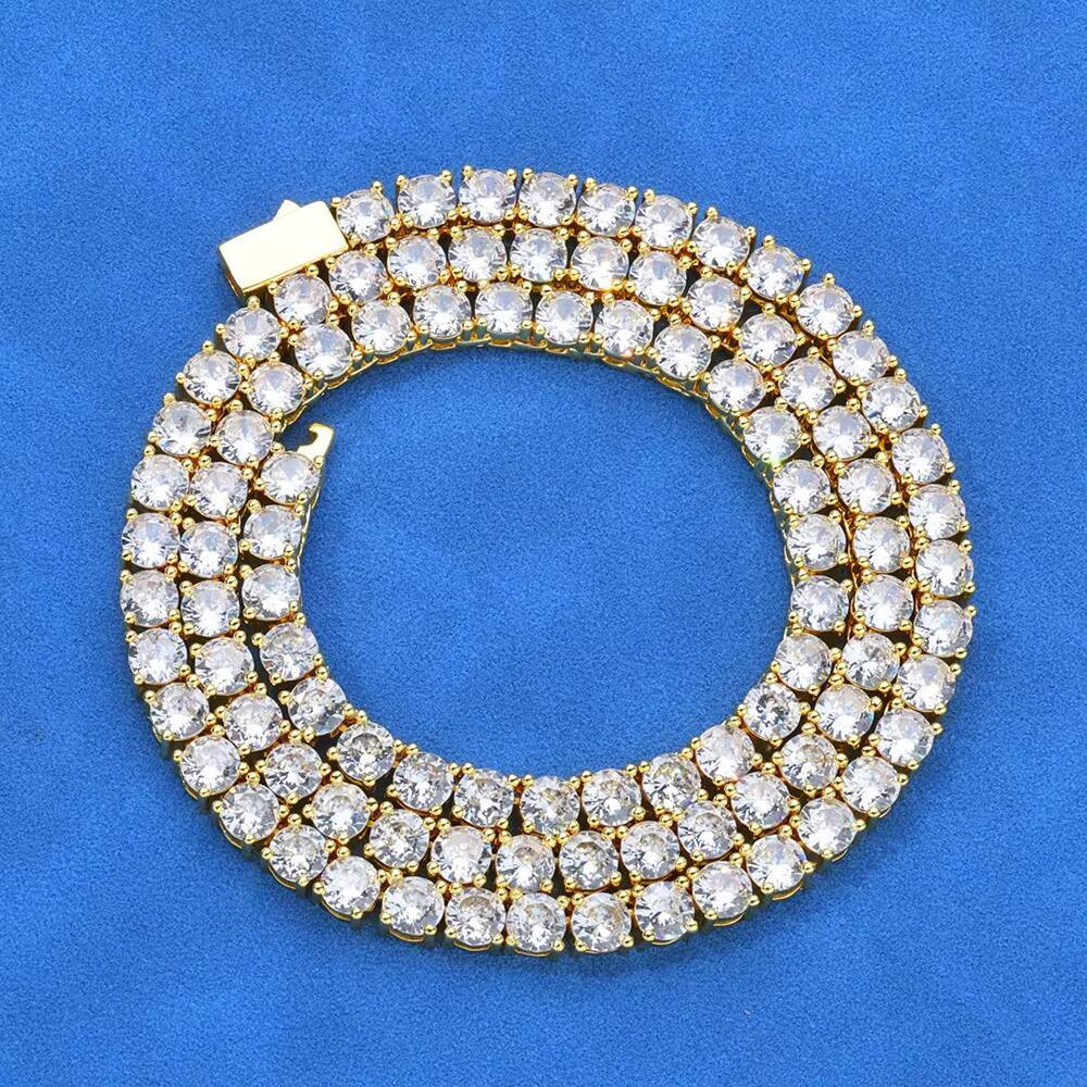 Hip Hop S925 Silver Moissanite Necklace with Spring Clasp Wholesale Tennis Chain for Spring