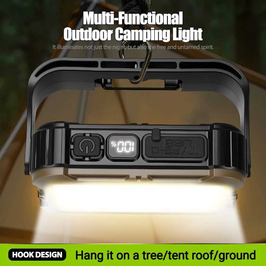 Portable Rechargeable Lanterns With Power Bank/with Base Handle Outdoor Solar Hook Light For Emergency Outdoor Camping M251115