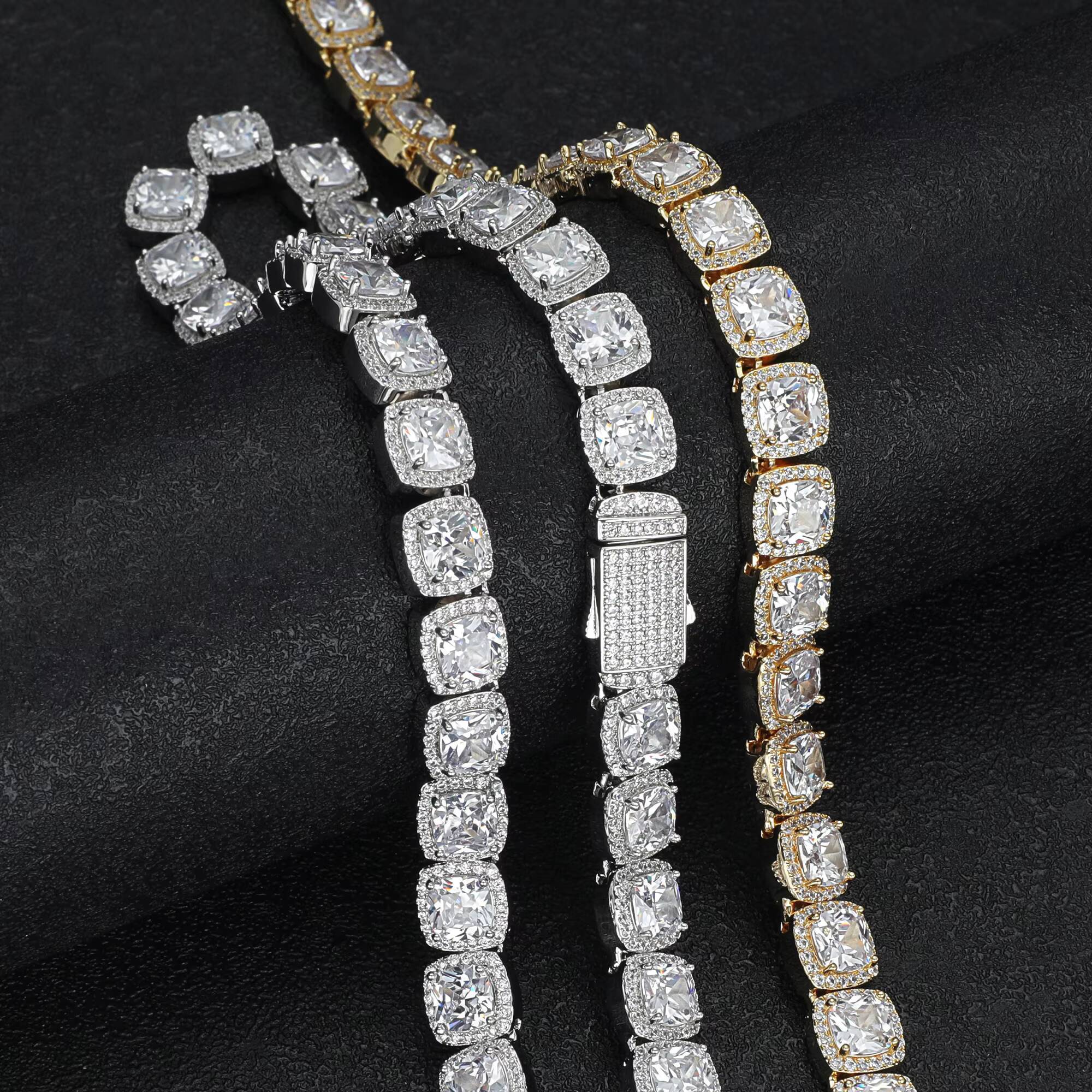 JWY Mens Cuban Link Chain Necklace Economical 925 Silver and Gold Plated Fine Zircon Jewelry for Party and Gift